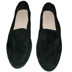 Aldo Ybulla Black Suede Loafers Size 7 Slip On Classic Chic Flats